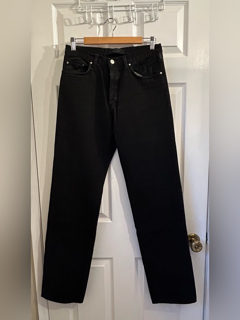 Vintage 90s Versace Men’s Jeans Contour Black Straight Leg 100% Cotton Size 31
